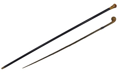 Lot 296 - A late 19thC twisted horn walking stick and...