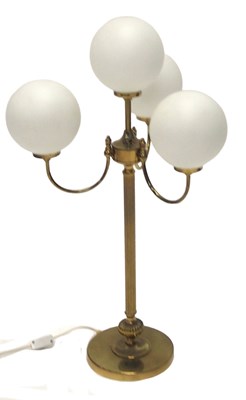 Lot 744 - A late 20thC brass table lamp, with reeded...