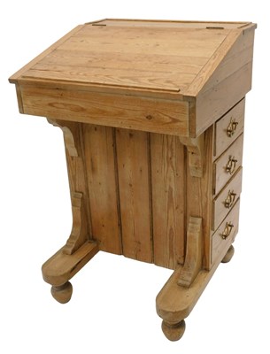 Lot 748 - A Victorian style pine Davenport, of planked...