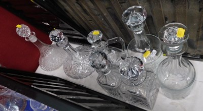 Lot 2132A - Seven cut and pressed glass decanters.