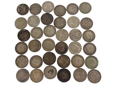 Lot 486e - A quantity of pre-1920 three-pence coins (36)
