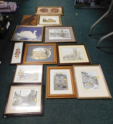 Lot 2078a - Various pictures and prints, carved wooden...