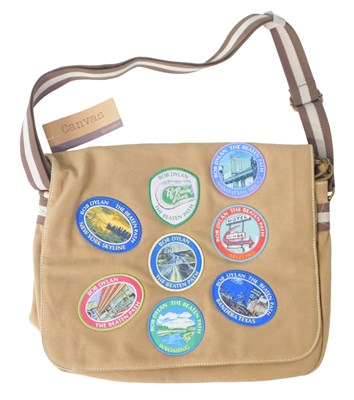 Lot 346 - Quadra canvas. Bag with eight Bob Dylan sew on...