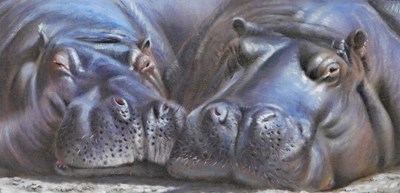 Lot 362 - Christina Schulte (20thC). Hippopotamus, oil...