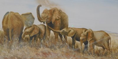 Lot 363 - Dorothea Buxton-Hyde. Elephants, watercolour,...