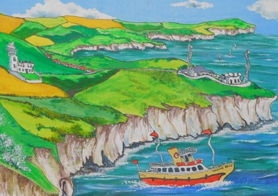 Lot 366 - Ann Bristow (20thC). Flamborough Head, acrylic,...