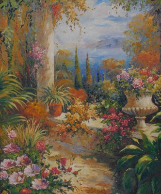 Lot 598 - Chas A Chillini (20thC). Mediterranean view,...