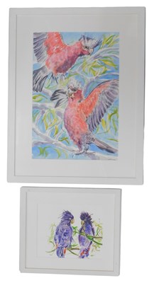 Lot 371 - Jane (?)(20thC). Parrots, watercolour,...