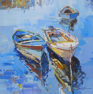Lot 397 - Santana. Blue reflection IV, acrylic on canvas,...