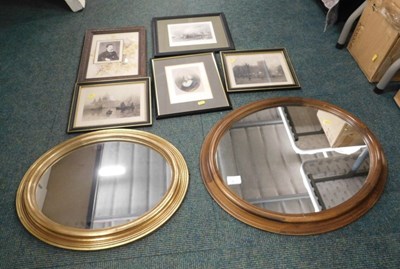 Lot 2099b - Two oval wall mirrors, and various 19thC and...