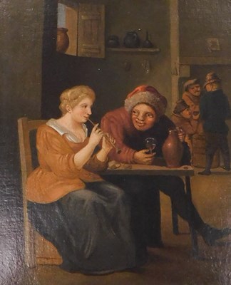 Lot 458 - After David Teniers. Figures in a tavern, oil...