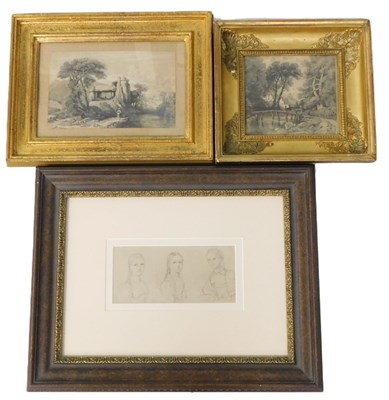 Lot 476 - 19thC School. Portrait studies, pencil, 9.5cm...