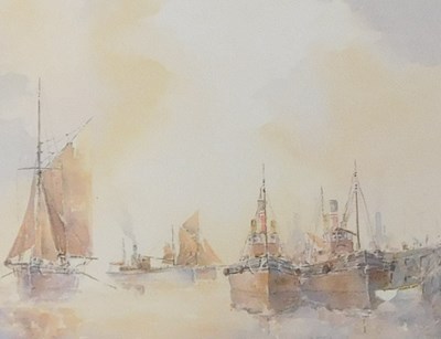 Lot 477 - Alan Stark (20thC). Masted ships and steam...