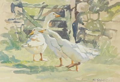Lot 470 - Wendy Stevenson (20thC). Geese, watercolour,...