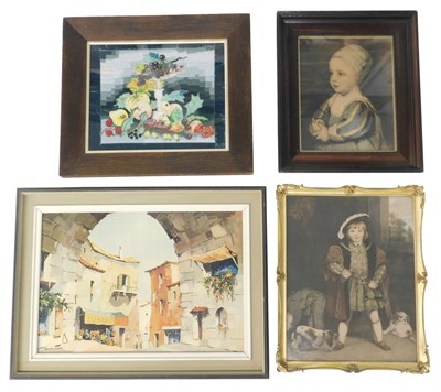 Lot 475 - Framed coloured print. Young child, another, D'...