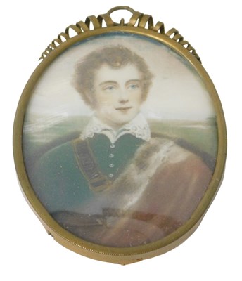 Lot 316 - 19thC School. Portrait miniature of a...