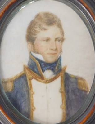 Lot 315 - 19thC School. Portrait miniature of a naval...
