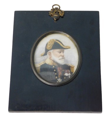 Lot 314 - 19thC School. Portrait miniature of a naval...