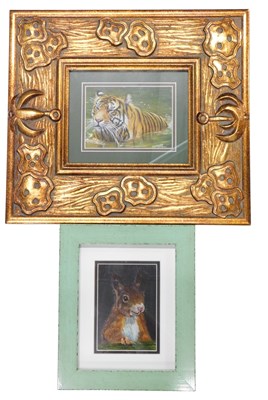 Lot 409 - Lomant (20thC). Tiger, pastel, signed, 12cm x...