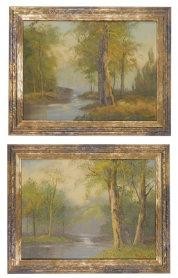 Lot 406 - 20thC School. River woodland scene, oil on...