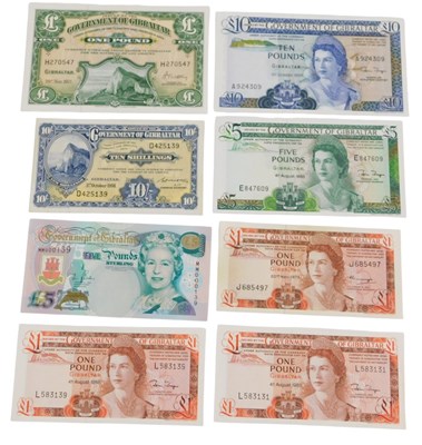Lot 109 - Eight Government of Gibraltar banknotes, mint...