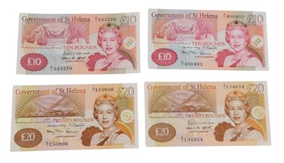 Lot 111 - Four Government of St. Helena banknotes, mint...
