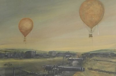 Lot 439 - Early 20thC School. Observation balloons over...