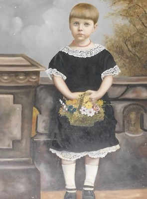 Lot 441 - 19thC School. Portrait of a young child, oil...