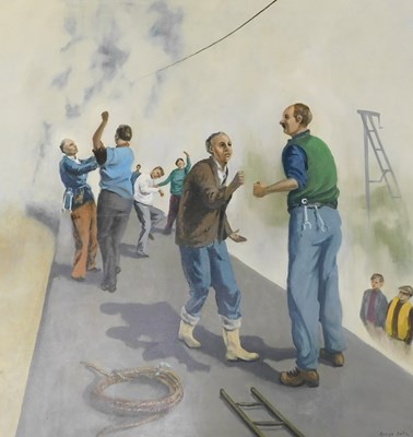 Lot 480 - George Odlin (1947-2017). Street fighting, oil...