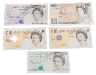 Lot 115 - Five Bank of England banknotes, mint and...