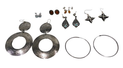 Lot 445 - A collection of silver and other earrings and...