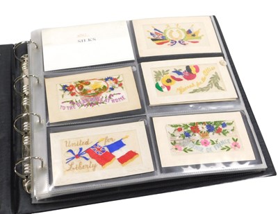 Lot 190 - An album of World War I silk postcards,...