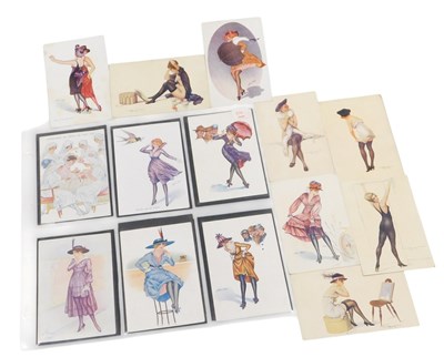Lot 205 - Thirteen early 20thC glamour postcards, by...