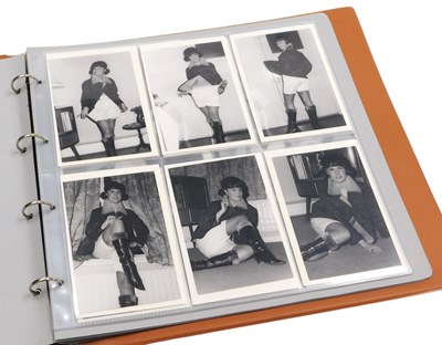 Lot 207 - An album of glamour and erotica postcards,...