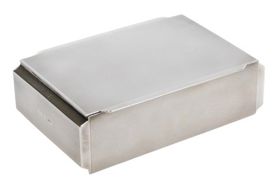 Lot 111 - An Elizabeth II silver cigarette box, of twin...