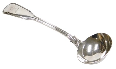 Lot 112 - A William IV silver Fiddle pattern cream ladle,...