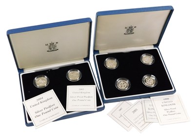 Lot 334 - Six Royal Mint Silver Proof Piedfort One Pound...