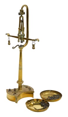 Lot 33 - A set of Victorian brass balance scales, with...