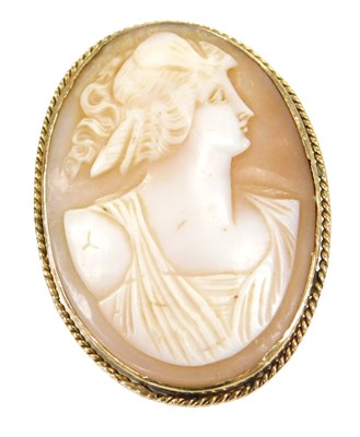 Lot 200 - A shell cameo brooch, head and shoulder...