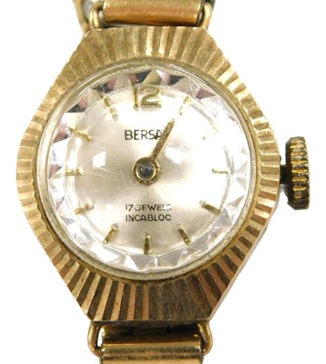 Lot 202 - A Bersay lady's 9ct gold cased...