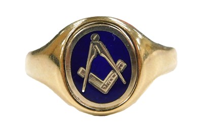 Lot 203 - A 9ct gold and enamel gentleman's Masonic...