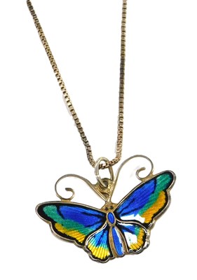 Lot 215 - A David Andersen silver and enamel butterfly...