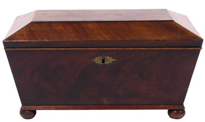 Lot 76 - A Regency mahogany sarcophagus form tea caddy,...