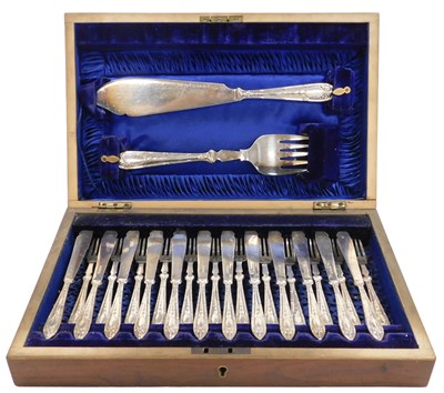 Lot 226 - A Victorian silver plated fish canteen of...