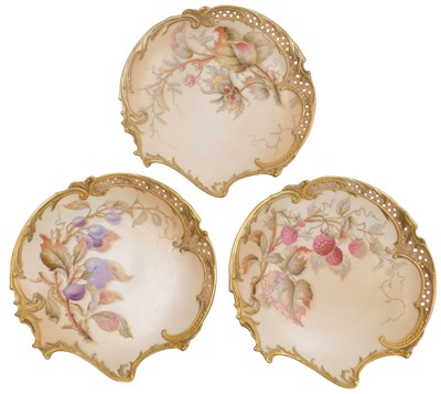 Lot 227 - A set of three Royal Worcester blush porcelain...