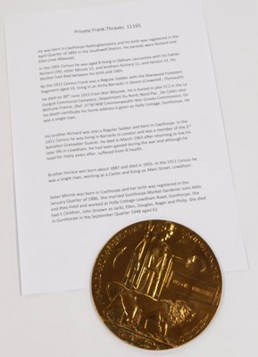 Lot 274 - A World War I widow's penny named for Frank...