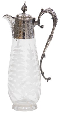 Lot 263 - A Victorian cut glass claret jug, with plated...