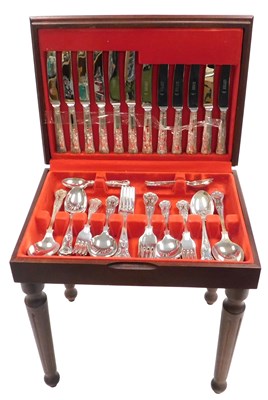 Lot 264 - A silver plated canteen of King's pattern...