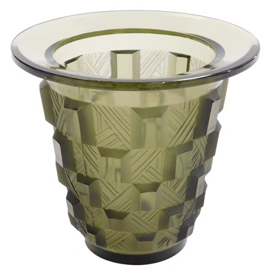 Lot 295 - A Sabino Art Deco grey glass vase, of wide...