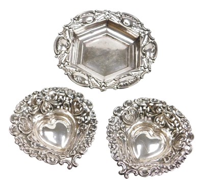Lot 411 - A pair of Victorian silver heart shaped...